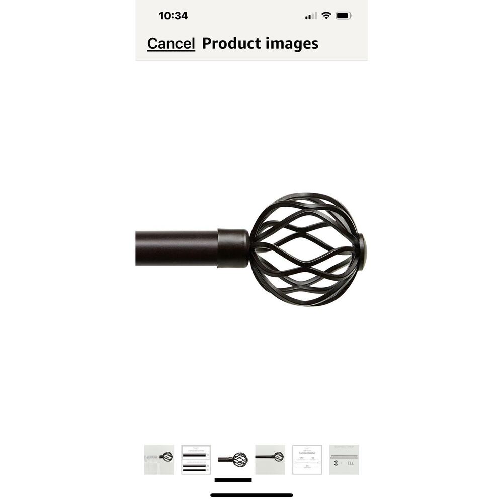Exclusive Home Ogee 1" Curtain Rod and Coordinating Set Matte Bronze 36”-72” New